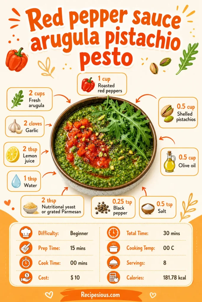 Red pepper sauce arugula pistachio pesto recipe2