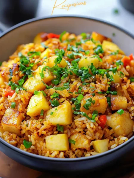 curry apple and deep fried rice recipe pin