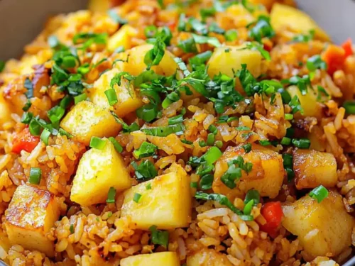 curry apple and deep fried rice recipe pin