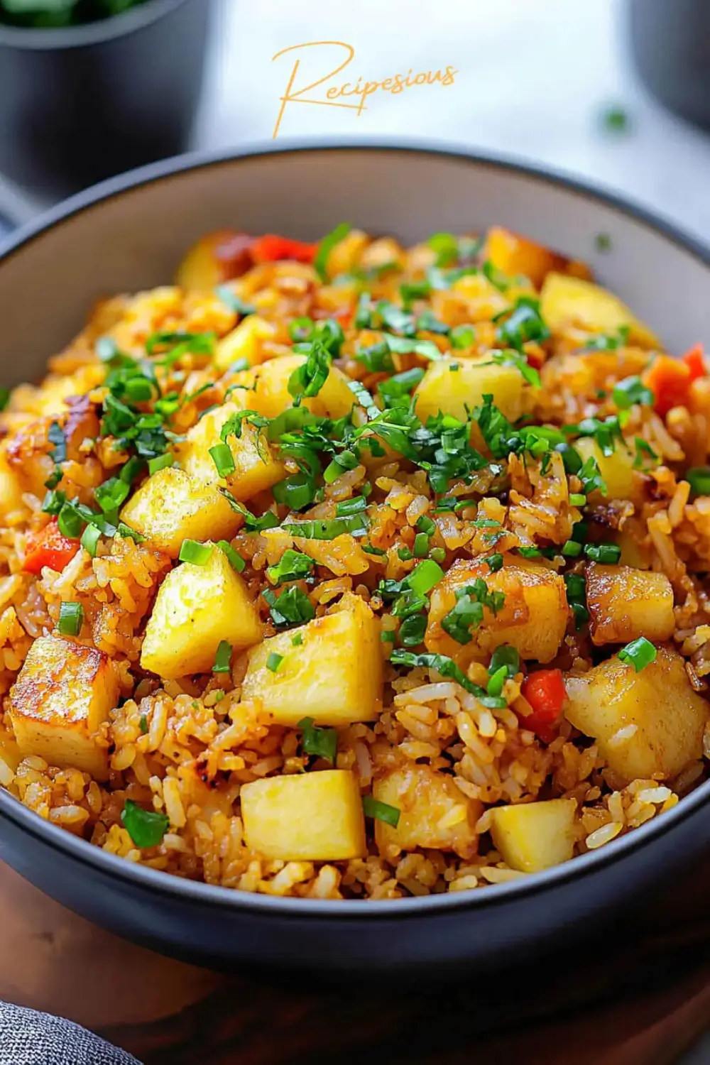 Curry apple and deep fried rice recipe