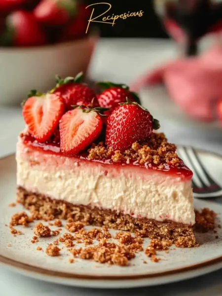 strawberry crunch cheesecake recipe pin
